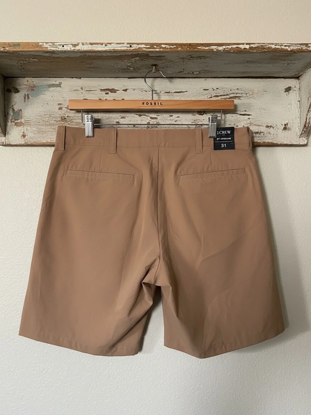 J Crew Men's 9” Tech Shorts Stretch Performance Chino Shorts - Tan- Size 31